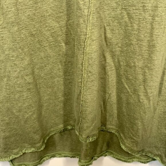 Sundance Women's Frayed Neck Linen 3/4 Sleeve Top Green Size Medium - Picture 8 of 8